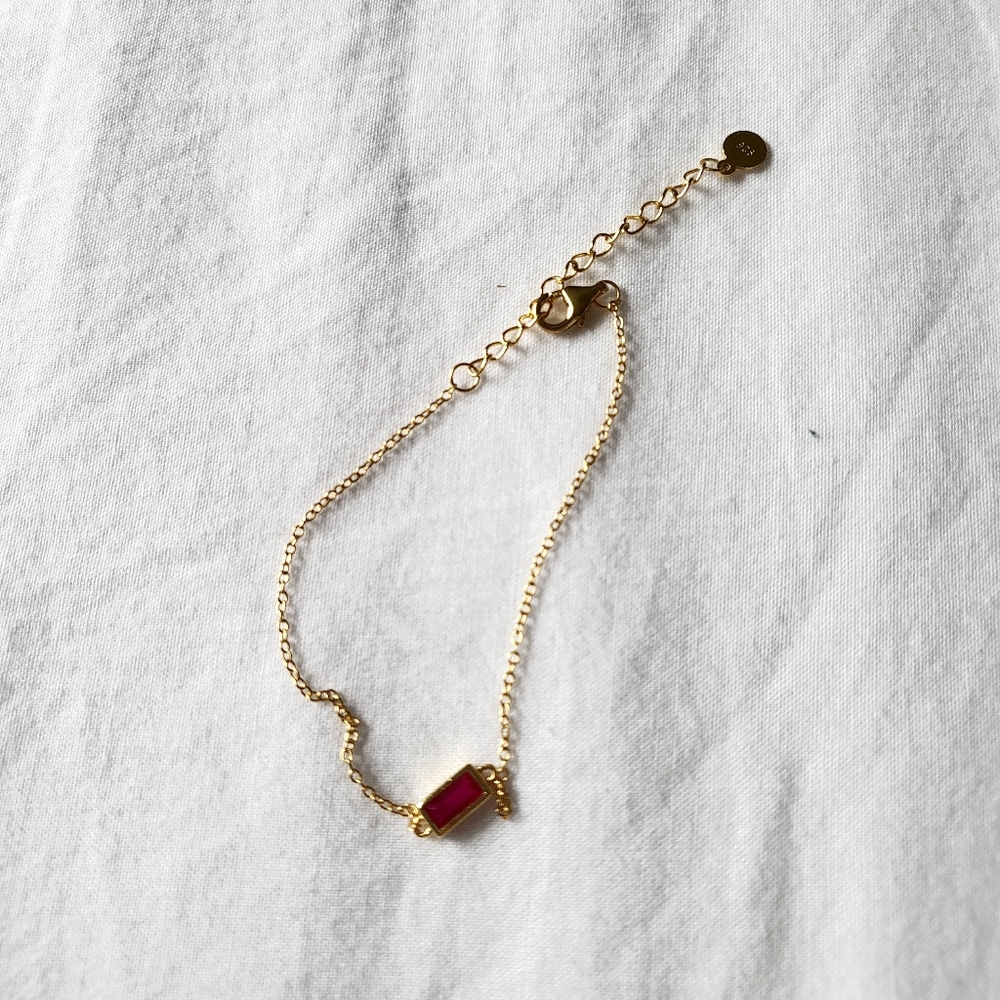 Baguette Bracelet Red Gold Dainty
